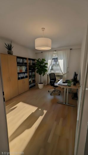 Appartamento ristrutturato di 3 locali con loggia in una tranquilla strada senza uscita di Amburgo-Schnelsen – Büro (Zimmer) KI-generiert