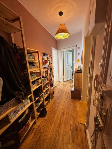 Helle, schöne und gepflegte Altbauwohnung mit Dielenfussboden und Einbauküche – Flur mit schönen Altbautüren