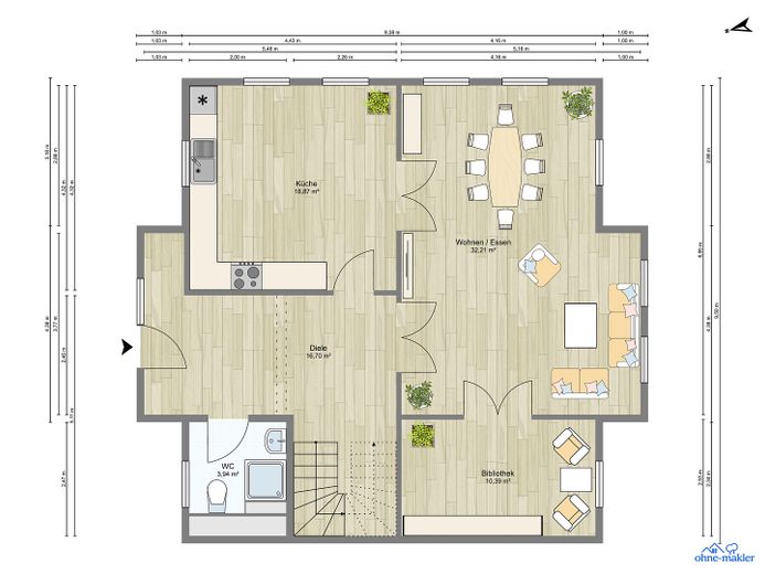 A+ Neubau Wohnensemble in Elbnähe (2 Stadtvillen im Verbund) – A+ Villa A, EG