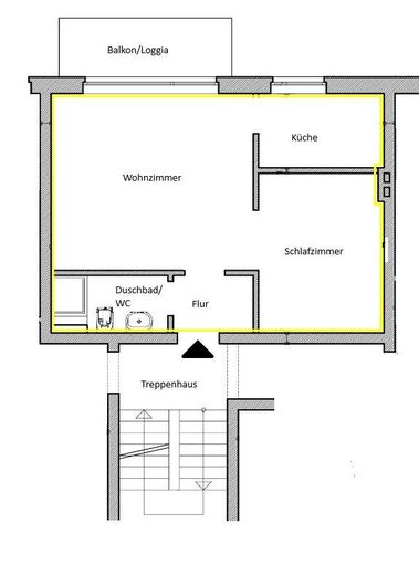 Bright 1.5-room apartment near Hamburg University of Technology with balcony – Grundriss Whg.