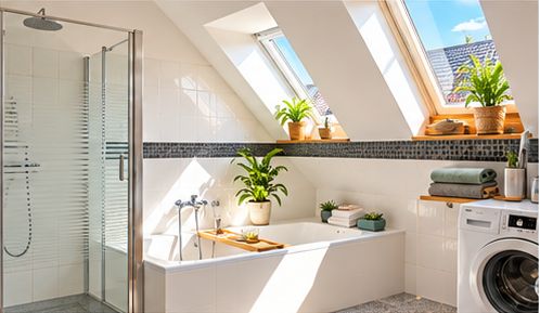 Toplage, helles Dachgeschoss mit Südbalkon und Einbauküche! – Bad 