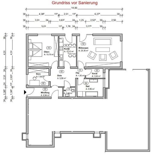 Grundriss vor Sanierung