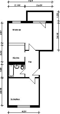 Frisch renovierte 2-Zimmer-Wohnung mit Balkon & Einbauküche – ideal für WG oder Singlehaushalt – Grundriß