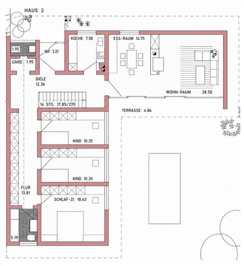 Krailling’in en seçkin konut bölgesinde cazip bungalov – Grundriss Erdgeschoss