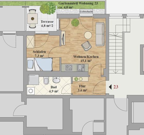 PRIMA OCCUPAZIONE DAL 01.12.26 ELEGANTE APPARTAMENTO DI 1,5 LOCALI – Grundriss_WE_23
