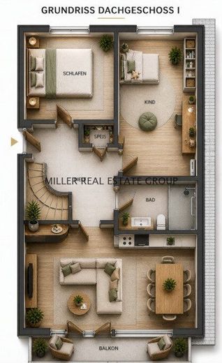 5-Zimmer-Maisonettewohnung in Kösching kaufen - großzügige Eigentumswohnung mit Balkon und zwei Stellplätzen nahe Ingolstadt! – Grundriss Dachgeschoss 1