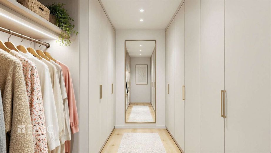 Moderne 4-Zimmer-Wohnung mit Balkon, Aufzug und Tiefgaragenstellplatz – Ankleideraum KI