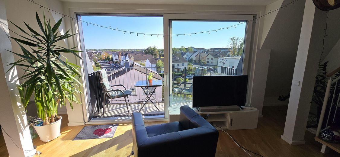 Blick auf Balkon vom Wohnzimm 