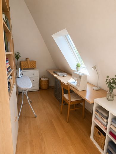 Doppelhaushälfte in München-Untermenzing - familienfreundlich, nachhaltig, durchdacht – Gäste/Arbeit/DIY Zimmer - DG