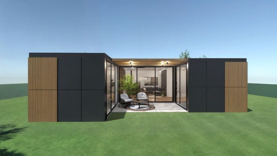Exquisites Baugrundstück inkl. Baugenehmigung für einen Designer Bungalow mit ca. 77 qm Wohnfläche – Visulisierung Terrasse