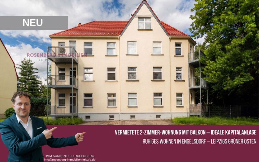 Vermietete 2-Zimmer-Wohnung mit Balkon - 
solide Kapitalanlage in Leipzig-Engelsdorf – Titelbild