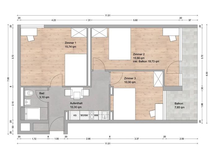Perfekt für 3 Freunde: Möblierte Wohnung mit Balkon in München – 30bb0f14-0101-4ab1-942a-63f60…