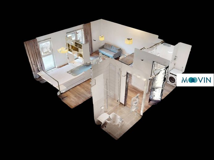 URBAN BASE: Vollmöbliertes 1-Zimmer-Apartment mit EBK, BALKON, ALL-IN-MIETE, UVM. im Wiesbadener Stadtzentrum – 3D Grundriss
