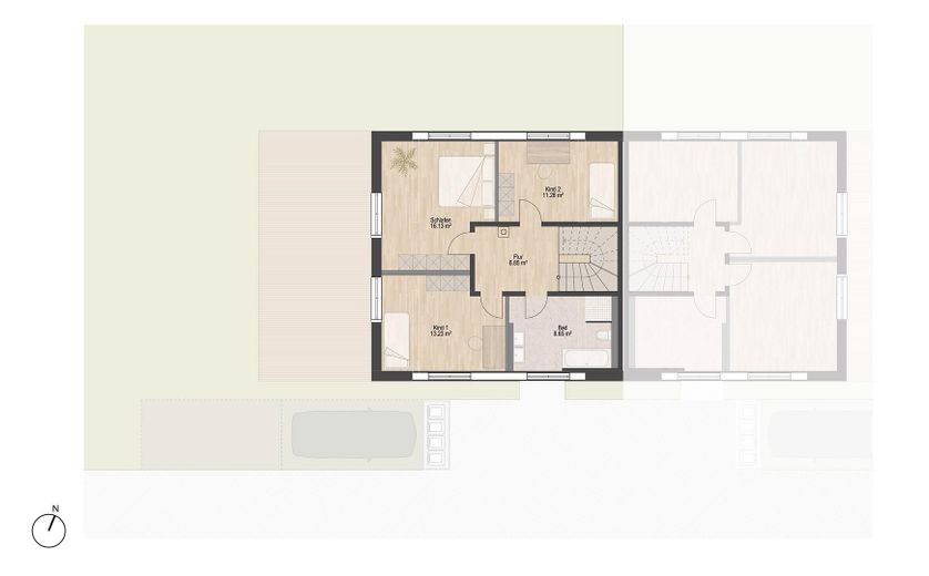 Almost finished: semi-detached house with garden & fireplace near Dresden – Grundriss Haus 3 Obergeschoss