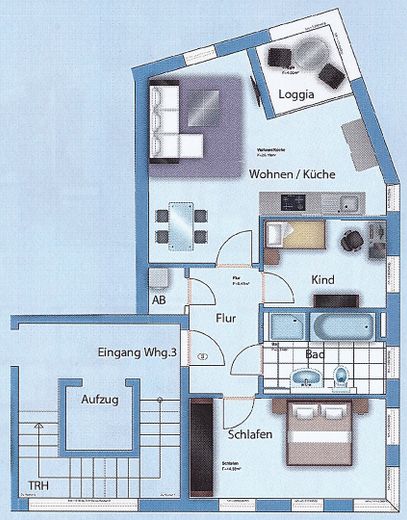 Uygun konumda modern üç odalı daire – Grundriss Wohnung