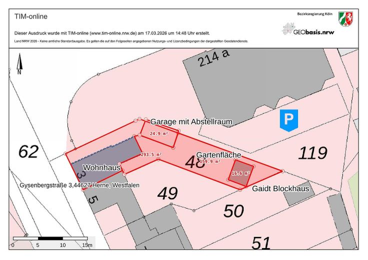 Charmantes Eckhaus mit Garten in der Nähe vom Revier Park Gysenberg – Flurkarte und Lage
