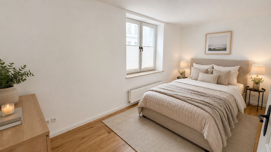 *Sofort bezugsfrei: 2 Zimmer mit großer Terrasse in der Leipziger Südvorstadt | Erstbezug* – Schlafzimmer eingerichtet