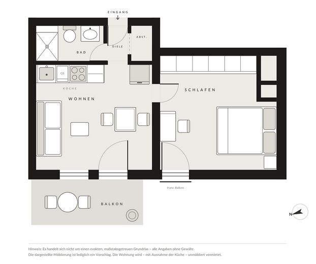 Erstbezug Kernsaniert | Helle 2-Zimmer Wohnung mit Balkon in München-Giesing – Grundriss Wohnung