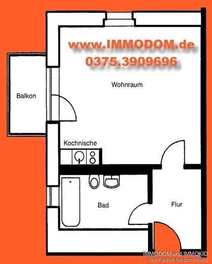 Appartement in Zwickau-Zentrum mit MINIKÜCHE und BALKON zu verkaufen! – Grundriss