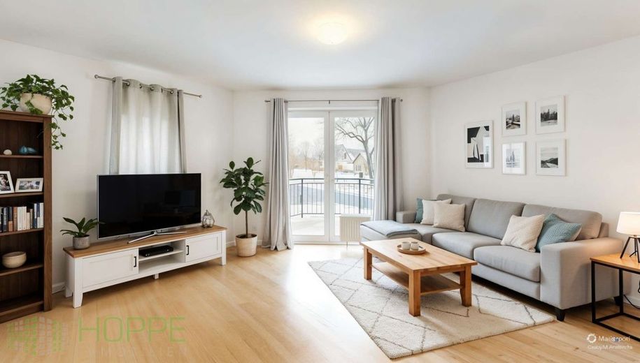 Steinhöfel OT Heinersdorf - Attraktive Familienwohnung mit Balkon – Wohnzimmer Bild 1 - (Einrichtungsvorschlag KI generiert)