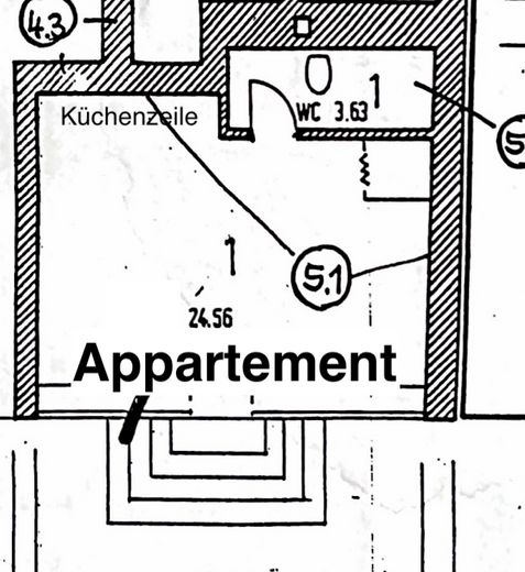 renov. 1 ZKB VK Ludweiler, new bathroom, private entrance – Grundriss Appartement