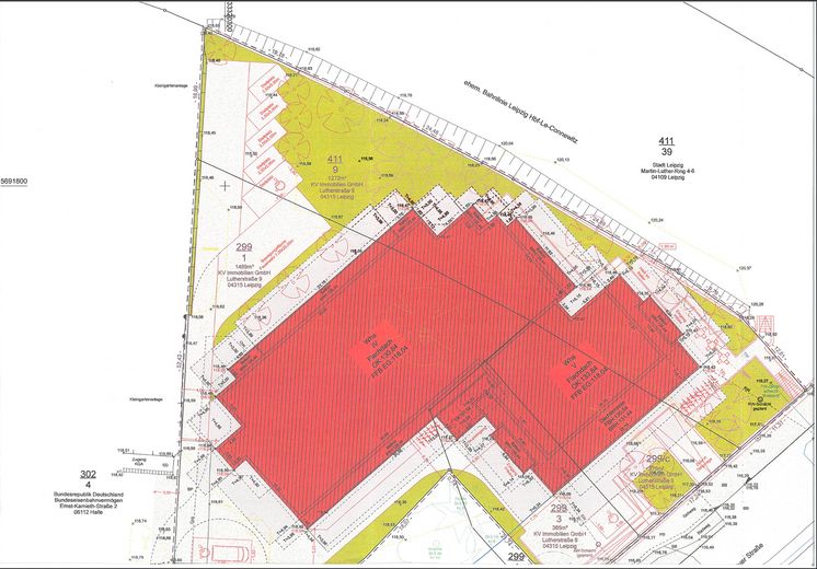 Op 01.10.26!!! Woningbouwgrond: 7.615 m² BVO met bouwvergunning. – Auszug amtl. Lageplan