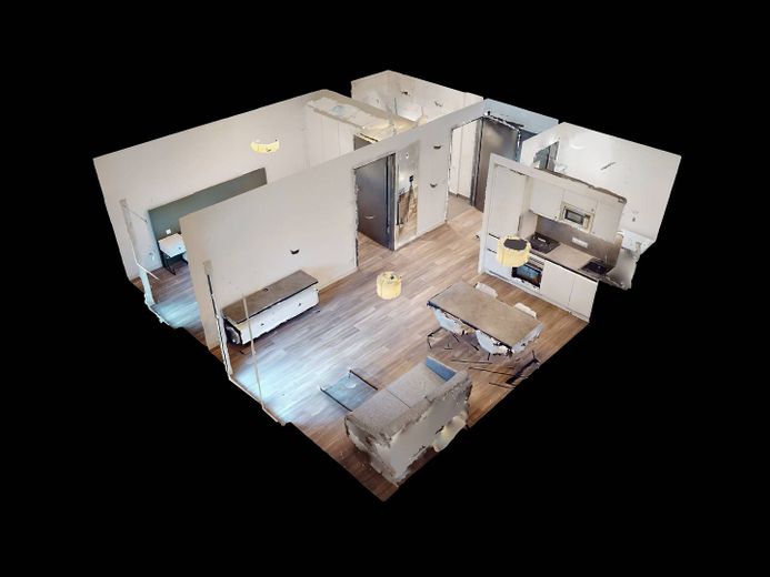 URBAN BASE: Vollmöbliertes 2-Zimmer-Apartment mit EBK, BALKON, ALL-IN-MIETE, UVM. im Wiesbadener Stadtzentrum – 3D-Grundriss