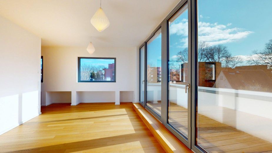 Vistas despejadas de 180° al Spree y vistas a zonas verdes - ático tipo maisonette en casa de tres viviendas – DG - Schlafen / Kind
