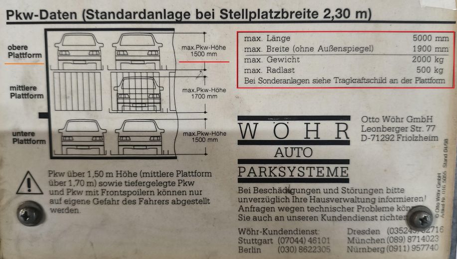 Tiefgarage (Fahrzeughöhe)