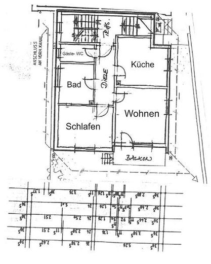 2 Zi. EG Wohnung mit Balkon – Grundriss