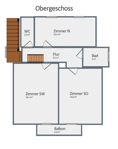Charmantes Haus auf großem Grundstück in München Pasing – Grundriss OG