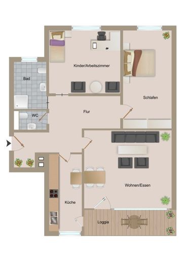 3-Zimmer Eigentumswohnung mit Loggia und Weitblick auf das Kaiser-Wilhelm-Denkmal - Minden-Meißen! – Grundriss