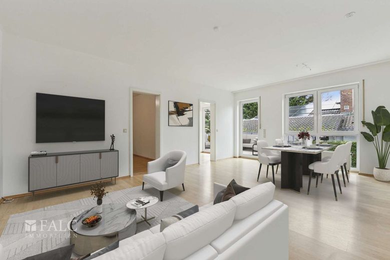 Moderne 3-Zimmerwohnung im Hochparterre in ruhiger Lage von Karlsruhe-Grünwettersbach – Visualisierung: Wohnidee