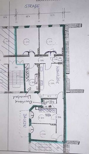 Tolle 4 Zimmer Altbauwohnung in Kreuzberg mit Wohnküche nahe Paul-Lincke Ufer, Südbalkon, Parkett – Grundriss