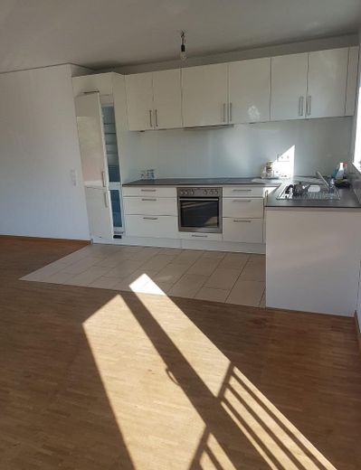 Schöne moderne helle 4 Zi. Wohnung nähe Rebstockbad ohne Provision – Küche im Wohnzimmer