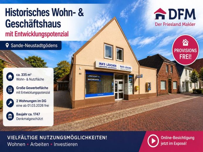PROVISIONSFREI: Historisches Wohn- & Geschäftshaus mit Entwicklungspotenzial in Sande-Neustadtgödens – Foto 1