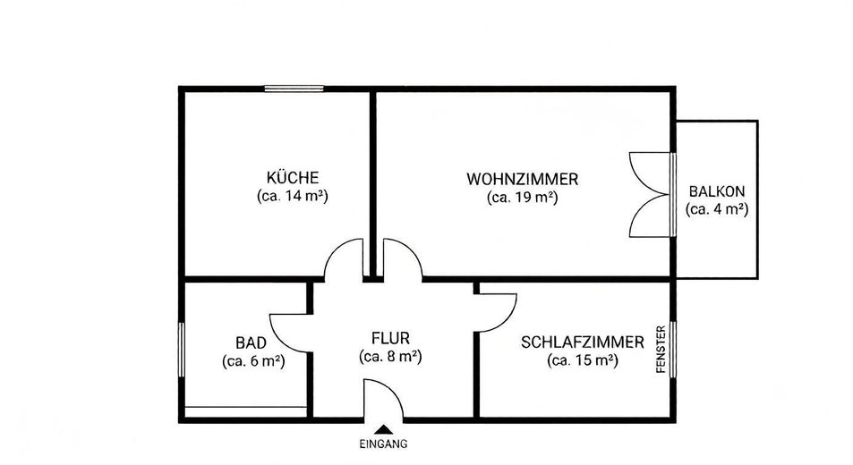 2-Zimmer-Wohnung mit Balkon am Mangfallplatz – Grundriss