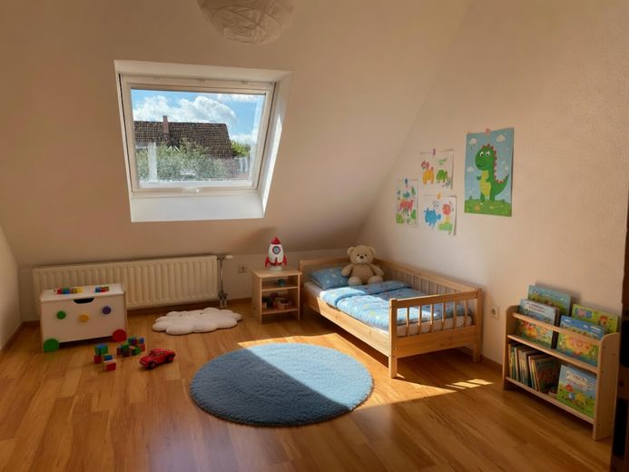شقة ميزونيت أحلام من 5.5 غرف مع إطلالة على البحيرة في كونستانس-ليتسلشتتن – Kinderzimmer (KI staged)