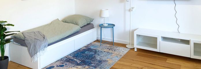 Wohnraum mit Bett + TV