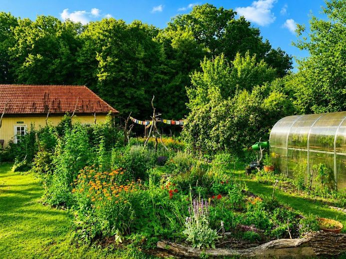 Seegut Blaue Blume – Herrenhaus, Wohnhaus & See in der Uckermark – Saunahaus, Gemüsegarten