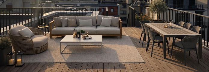 छत पर टैरेस वाला पेंटहाउस – Terrasse (mit KI visualisiert)