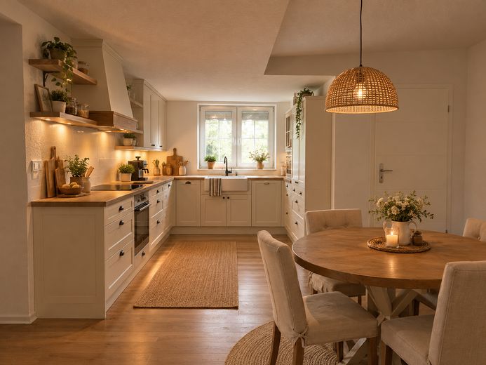 Frisch saniertes Einfamilienhaus mit Kaminofen auf 634qm Grundstück - provisionsfrei – KI Einrichtungsidee Küche