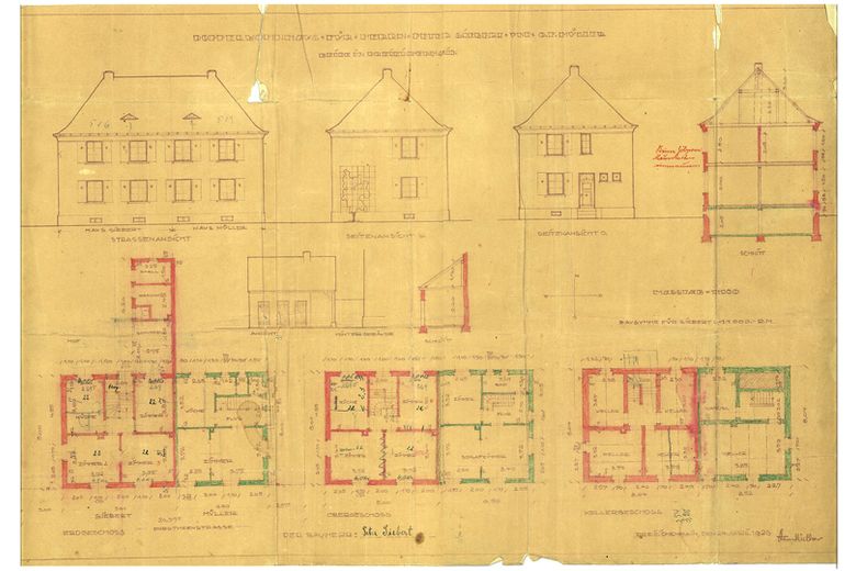 Doppelhaushälfte kernsaniert mit Wärmepumpe + Bauland mit Baugenehmigung in Dreieichenhain – Bauplan 1926