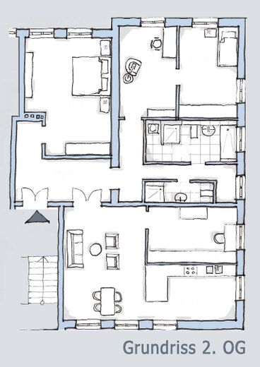 DD-Cotta: Attraktive, großzügige 4-Raum-Wohnung mit Einbauküche und privatem Gartenanteil ! – Grundriss