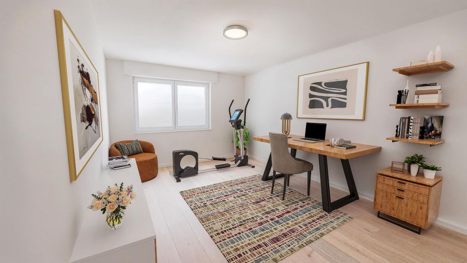Kapsamlı yenileme sonrası ilk oturum: geniş yaşam loftuna sahip 101 m² tasarım dairesi – 4a. Alternatives Arbeitszimmer