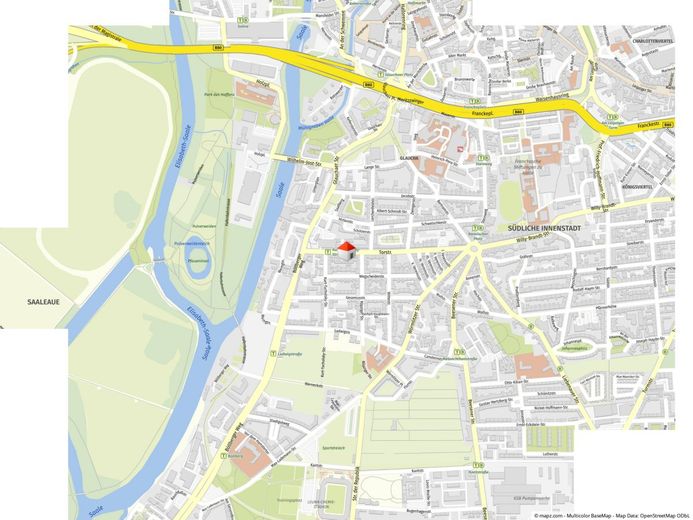 Gemütliche 2-Raumwohnung in der südlichen Innenstadt! - saniert &amp; sofort verfügbar – Geolyzer Kartenausschnitt