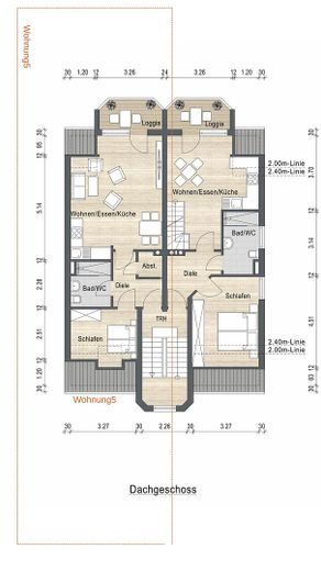 Hofgartennähe #5: Schöne 2 Zi Whg möbliert mit Balkon, EBK und Duschbad – Grundriss Wohnung 5