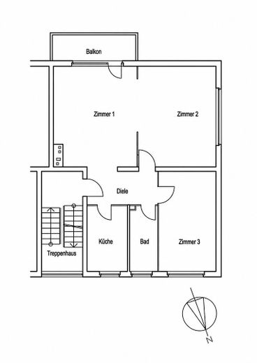 Helle 3-Zimmer-Wohnung mit Balkon in Westend – Grundriss