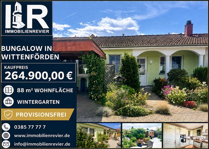 Provisionsfreier Reihenbungalow mit Wintergarten und gepflegtem Garten in Wittenförden – फोटो 1