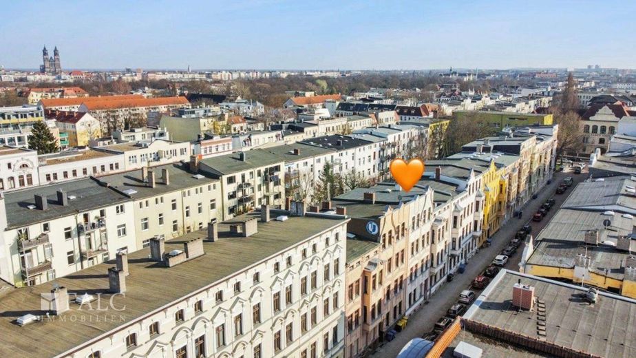 Charmante Altbauwohnung mit Erker &amp; Balkon in begehrter Lage von Magdeburg-Stadtfeld Ost – Luftbild